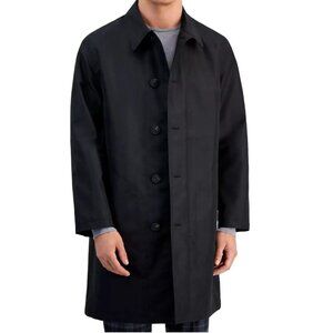 Bespoke Mens Trench Coat Reversible Water Repellent Business Relaxed Black Sz 46